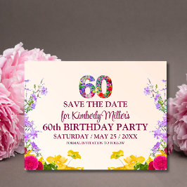 60-årsdag blommigt modern 60 år party meddelande vykort