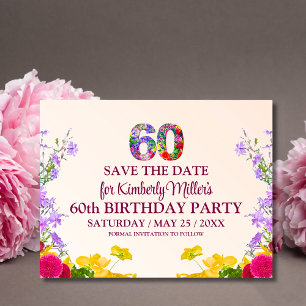 60-årsdag blommigt modern 60 år party meddelande vykort