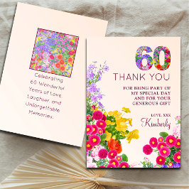 60-årsdag blommigt modern 60 år party tack kort