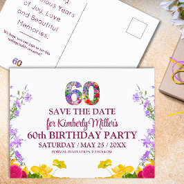60-årsdag blommigt modern 60 år party vykort