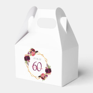 60-årsdag blommigtar geometrisk vit burgundi presentaskar