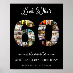 60-årsdag elegant Foto Collage party-tecken Poster