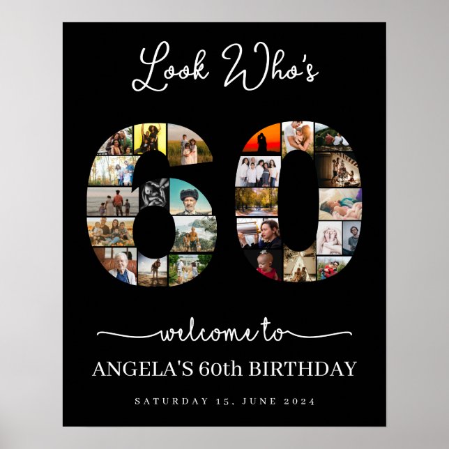 60-årsdag elegant Foto Collage party-tecken Poster (Framsidan)