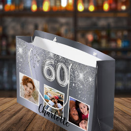 60-årsdag för fotot på silver glitter