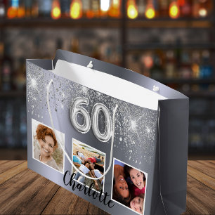 60-årsdag för fotot på silver glitter