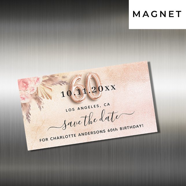 60-årsdag för pampas ro spara datum magneter (Skapare uppladdad)