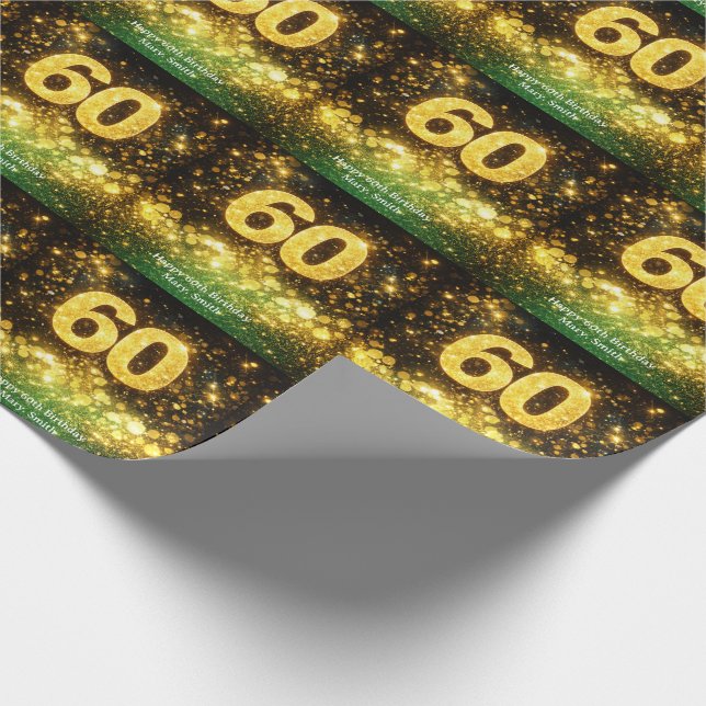 60-årsdag Guldglitter  Presentpapper (Hörn)