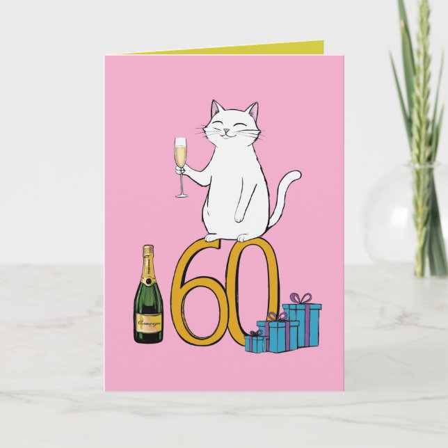 60-årsdag katt firande 60 år 60 år tack kort (Framsida)