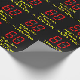 60-årsdag: Röd digital klocka stil "60" + Namn Presentpapper