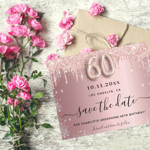 60-årsdag rosa silver spara datumkortet
