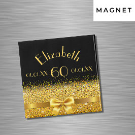 60-årsdag svart guld-elegant monogram magnet