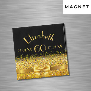 60-årsdag svart guld-elegant monogram magnet