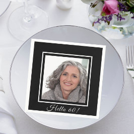 60-årsdagars anpassningsbar, svart, vit bild pappersservett