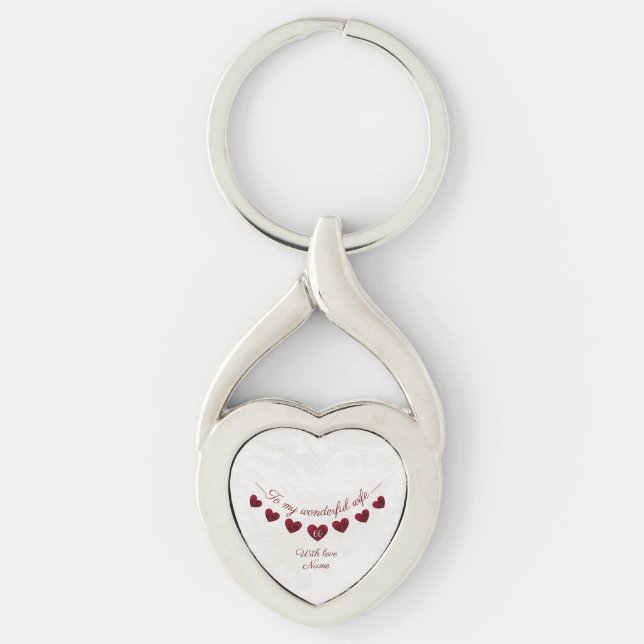 60-årsdagars maka romantiskt hjärta twisted heart silverfärgad nyckelring (Framsidan)