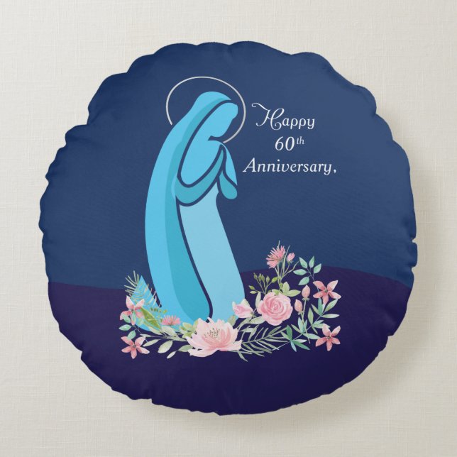 60-årsdagen av Religiösans liv, nuets Rosa, blomma Rund Kudde (Framsidan)