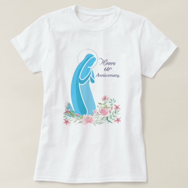 60-årsdagen av Religiösans liv, nuets Rosa, blomma T Shirt (Design framsida)