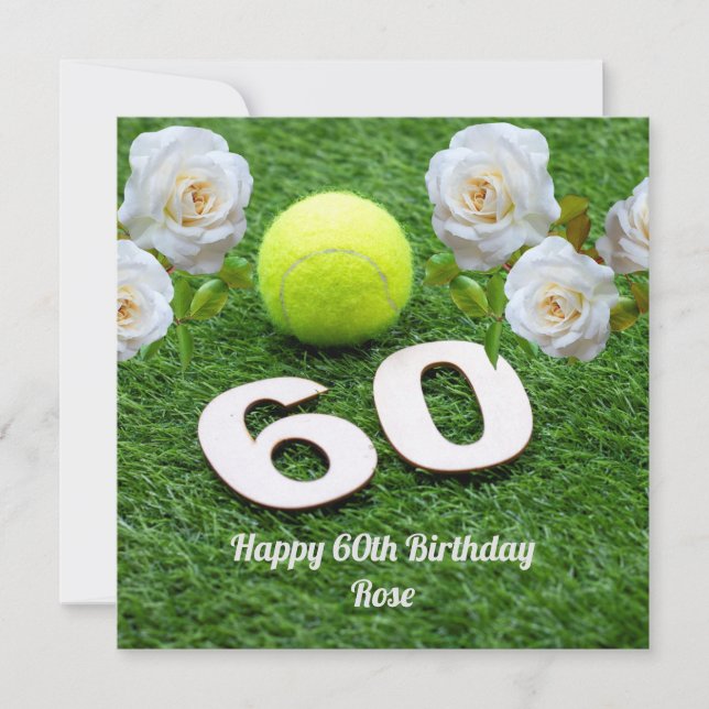 60-årsdagen av tennis med blommor kort (Framsida)