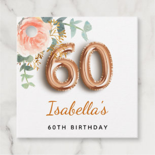 60-årsdagen blommigt ro guld eucalyptus monogram gåvor etiketter