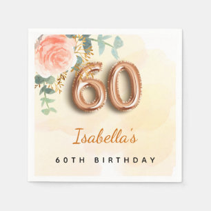 60-årsdagen blommigt ro guld eucalyptus monogram pappersservett