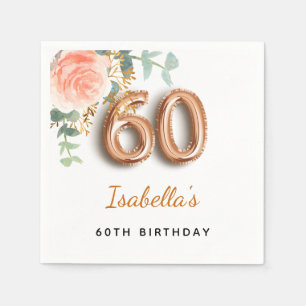 60-årsdagen blommigt ro guld eucalyptus monogram pappersservett