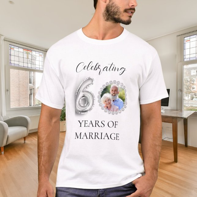 60-årsdagen för bröllop fotodiamanter i manar t shirt (Skapare uppladdad)