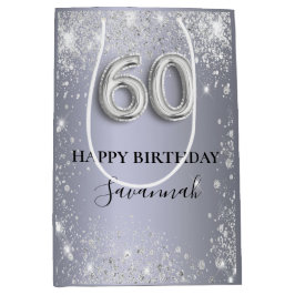 60-årsdagen för dammmonogrammet silver glitter