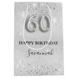 60-årsdagen för dammmonogrammet silver glitter