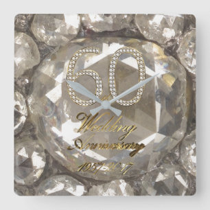 60-årsdagen för Diamond Bröllop 2017-Eleganten Fyrkantig Klocka