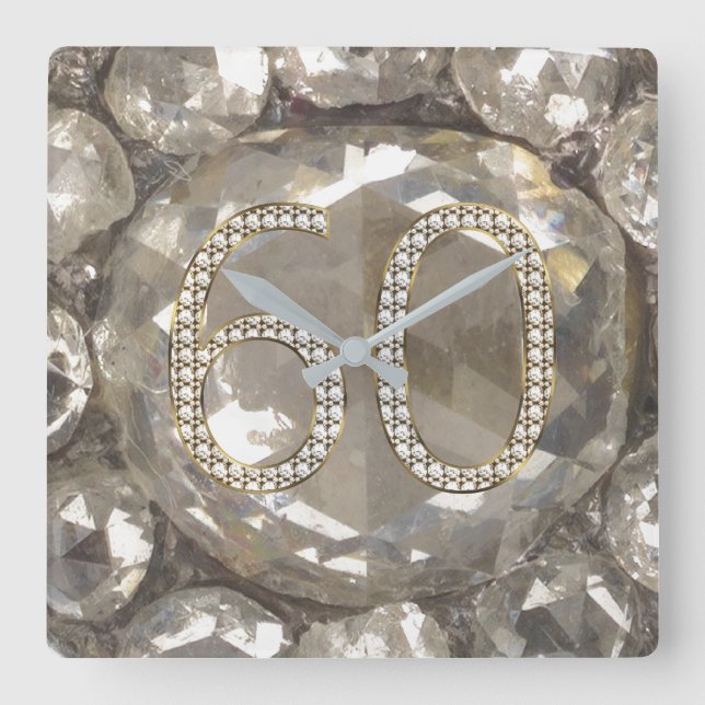 60-årsdagen för Diamond Bröllop 2017-Eleganten Fyrkantig Klocka (Framsida)