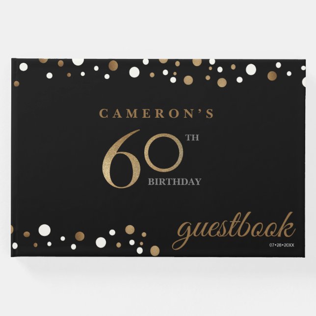 60-årsdagen för guld konetti och svart personlig gästböcker (Framsida)