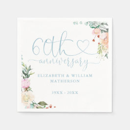 60-årsdagen Guld Heart Ro Blommigt Pappersservett