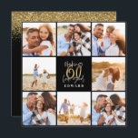 60-årsdagen modern fotokollage för svart och guld<br><div class="desc">50-årsdagen av dagens inbjudan till fotokollage i svart och guld. Modern text-design för skript. En del av en samling.</div>