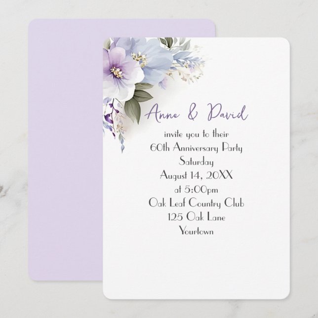 60-årsdagen Party Blommigt Bouquet Inbjudningar (Fram/baksida)
