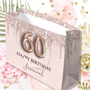 60-årsdagen  rosa glitter droppar ro guld