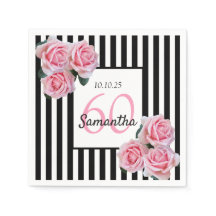 60-årsdagen rosa ros på svartvit rand