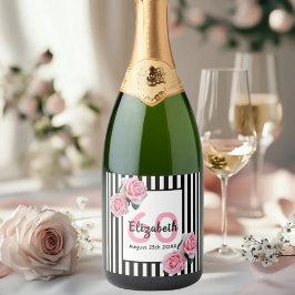 60-årsdagen rosa svarta vita rand blommor