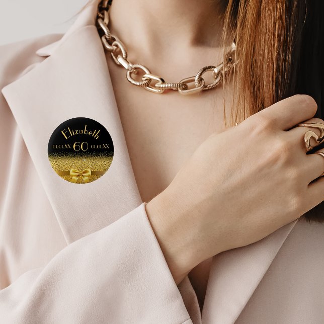 60-årsdagen svart guld monogram knapp (Skapare uppladdad)