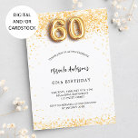 60-årsdagen vit guld-konetti-elegant inbjudningar<br><div class="desc">För en elegant 60:e födelsedagsfesten. En vit chic bakgrund. Dekorerad med guldkonfetti. Anpassa och lägg till information om namn och party. Namn är skrivet med ett handskript i stil. Nummer 60 med stil-teckensnitt.</div>