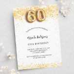 60-årsdagen vit guld-konetti-lyx inbjudningar<br><div class="desc">För en elegant 60:e födelsedagsfesten. En vit chic bakgrund. Dekorerad med guldkonfetti. Anpassa och lägg till information om namn och party. Namn är skrivet med ett handskript i stil. Nummer 60 med stil-teckensnitt.</div>