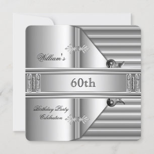 60-årsfest Elegant herr silver metall Inbjudningar
