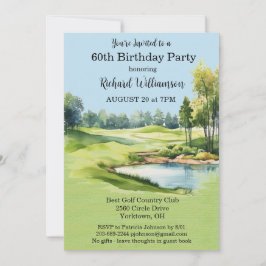 60-årsfest firande herr golf tema fest inbjudningar