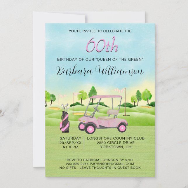 60-årsfest för dam golfare tema inbjudan (Framsida)