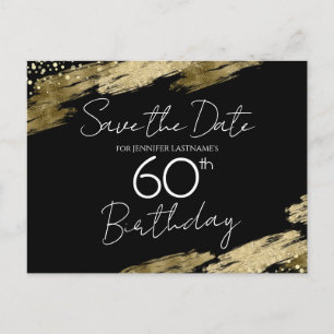 60-årsfest Gold Black Save the Date Vykort