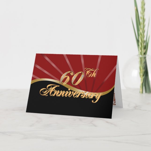 60-årsfest inbjudan röd svart kort (Framsida)
