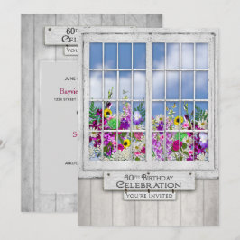60-årsfest INVITATION, Rustik fönster Inbjudningar