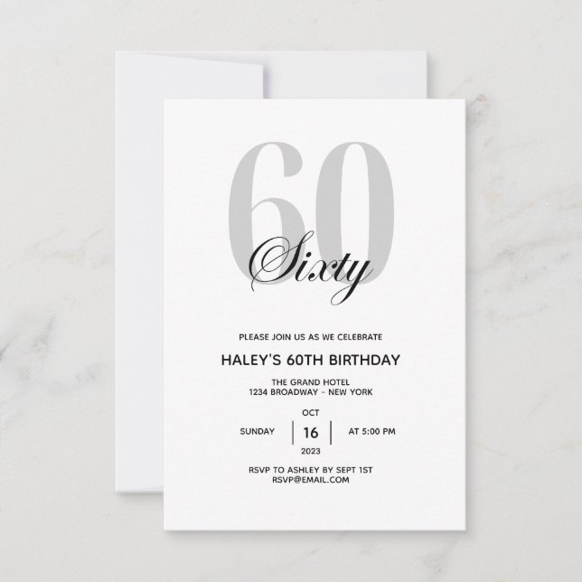 60-årsfest Minimal Chic Inbjudningar (Framsida)