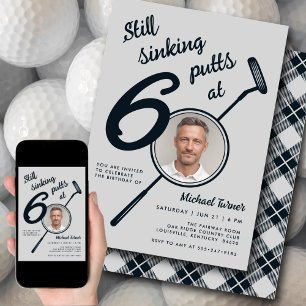 60-årsfest Modern golfputter Foto Svart Inbjudningar