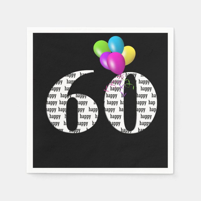 60-årsfestballonger pappersservett (Framsidan)