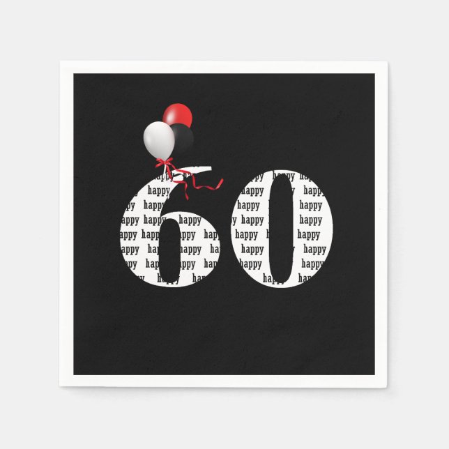 60-årsfestballonger pappersservett (Framsidan)