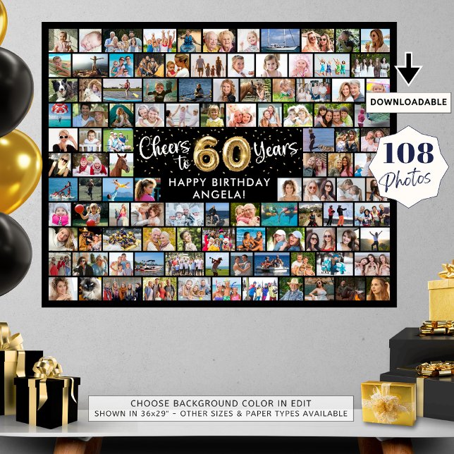60-årsfirande 108 bilder Svart Guld Skål för året Poster (Skapare uppladdad)
